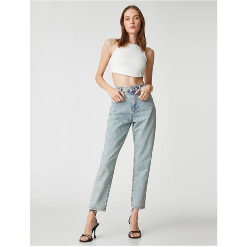 Koton High Waist Denim Trousers Relaxed Fit Lightweight Slim Leg - Mom Jeans Slike