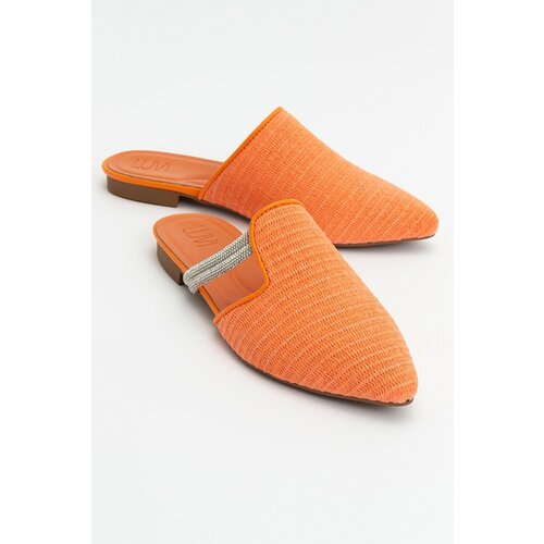 LuviShoes PESA Orange Women's Slippers with Straw Stones Slike