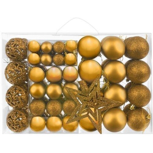  Set zlatnih božićnih kuglica 100 komada + zvijezda Cijene