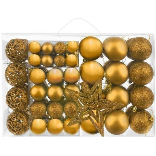  Set zlatnih božićnih kuglica 100 komada + zvijezda