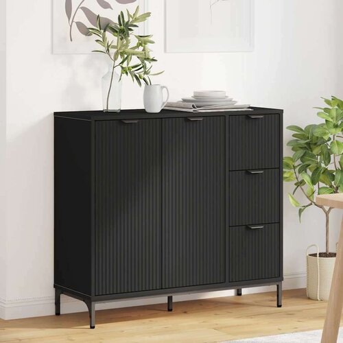 vidaXL Strani šal s predalom Črna 89.5 x 33 x 82 cm Konstruiran les Cene