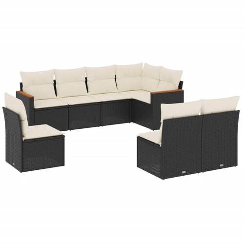  8-dijelni set vrtnih sofa od poliratana s jastucima crni Slike