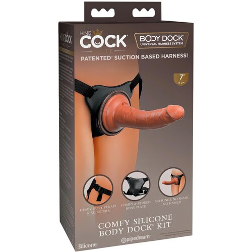 King Cock Elite Comfy - dildo na kopču s pojasom (tamno prirodno) Cene