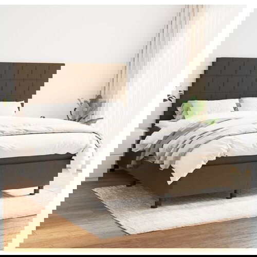 VidaXL Krevet s oprugama i madracem tamnosmeđi 140 x 190 cm od tkanine Slike