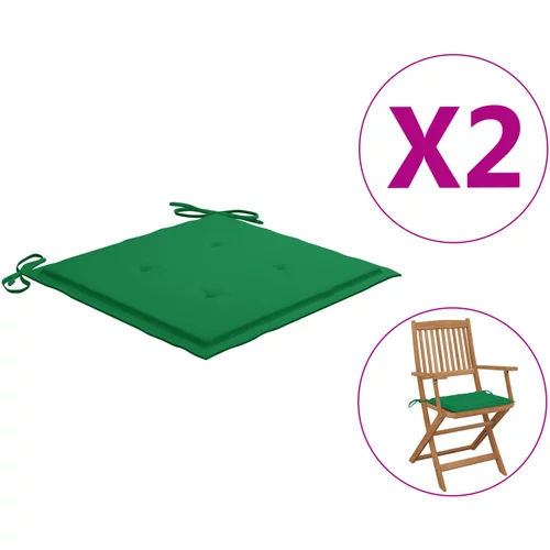  Jastuci za vrtne stolice 2 kom zeleni 40 x 40 x 4 cm od tkanine