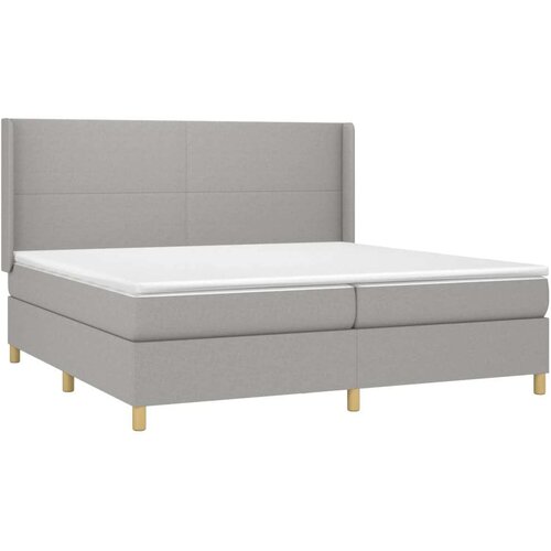  Box spring s madracem LED svjetlosivi 200x200 cm tkanina Slike