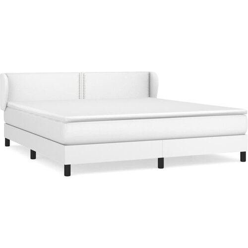 VidaXL Box spring postelja z vzmetnico bela 180x200 cm umetno usnje, (20899132) Slike