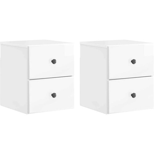  Stenski nočni omarici 2 pcs Bela visok sijaj 34,5 x 33 x 40 cm, (5000233585) Cene