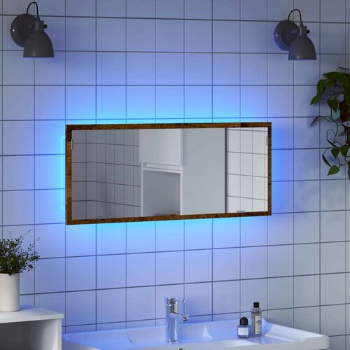 vidaXL LED kopalniško ogledalo starinski les 100x8,5x37 cm inž. les Cene