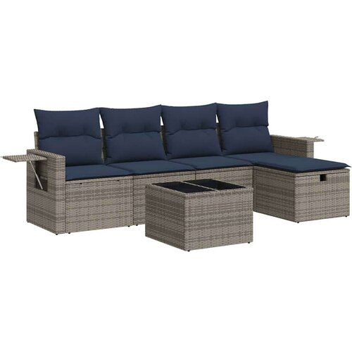 vidaXL 6-dijelni set vrtnih sofa od poliratana s jastucima sivi Cijene