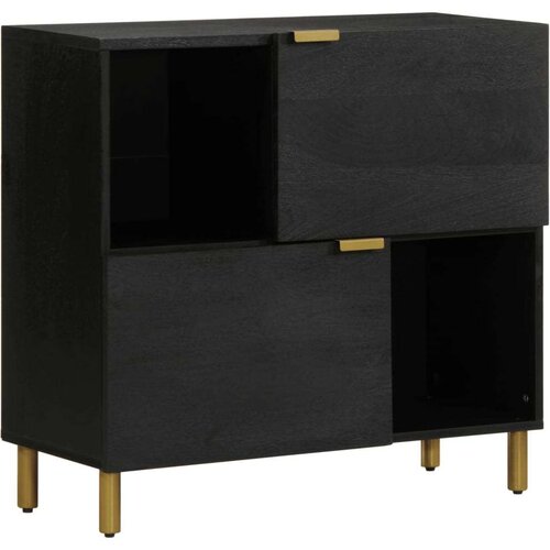 vidaXL Komoda črn 80x33x75 cm inženirski les Cene