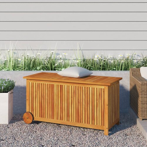 vidaXL Vrtna škatla s kolesi 113x50x58 cm trden akacijev les Cene