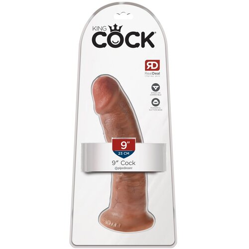King Cock 9 - realističan dildo s vakuumom (23 cm) - tamno prirodan Slike