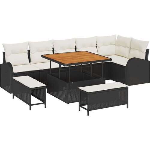 Sjedeća garnitura za vrt 9 kom. Crna poliratan 289 x 124 x 85 cm Slike