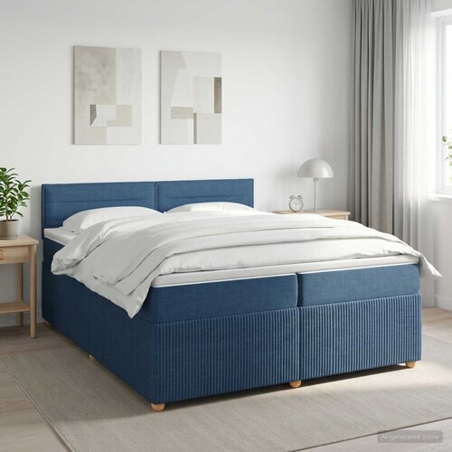  Boxspring krevet s madracem Plava 200 x 200 cm Tkanina Cijene