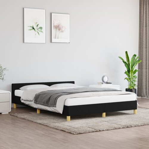 VidaXL Posteljni okvir z vzglavjem črn 140x200 cm blago Slike
