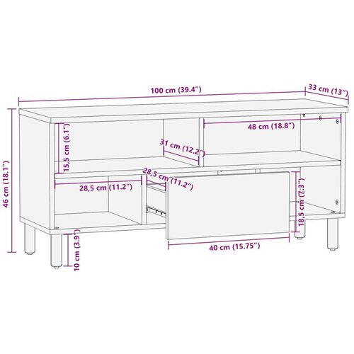  Ormar 100x33 5x46 cm Masivno drvo akacije Slike