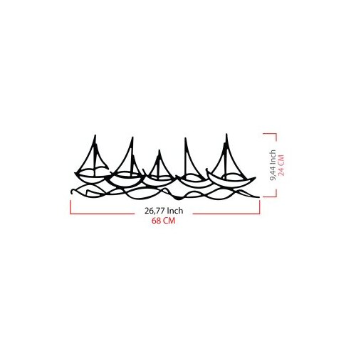Opviq Zidna dekoracija Brodovi u vodi, 68x24 cm, 1,2 mm, Crna Slike