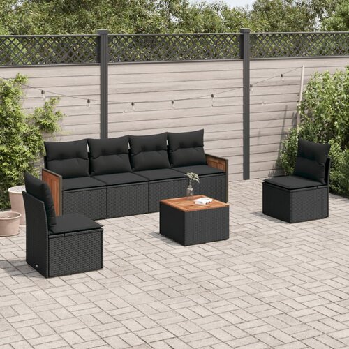 vidaXL 7-dijelni set vrtnih sofa od poliratana s jastucima crni Cijene