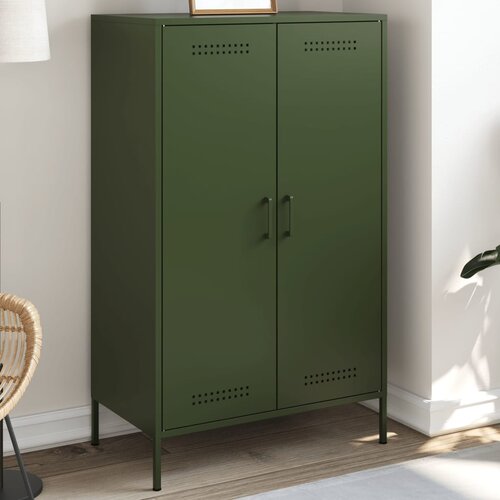 VidaXL Visoka komoda maslinastozeleni 67 x 39 x 113 cm čelična Slike
