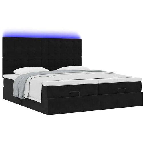VidaXL otomanski okvir kreveta s madracima crni 200x200cm bar&amp;scaron;unasti Slike