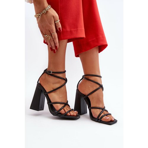Kesi Fashionable black high-heeled sandals Josette Slike