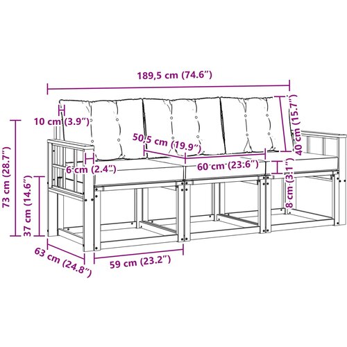  Set vanjskih sofa 3 kom. Prirodna i krem Slike