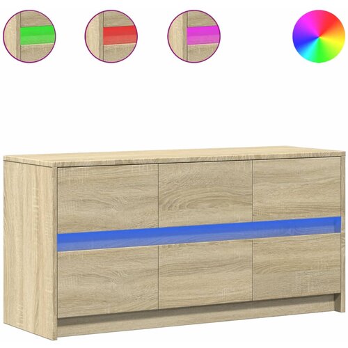 Maison Chic TV omarica - TV stojalo - Televizijska omarica z LED sonoma hrast 100x34x50 cm inženirski les, (21700210) Slike