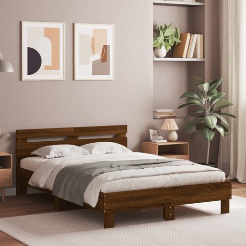 Furnova Posteljni okvir z vzglavjem rjavi hrast 120x200 cm inž. les, (21937486) Slike