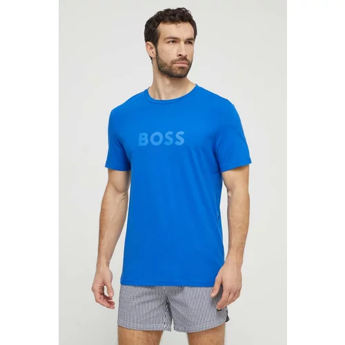 Boss Bombažna kratka majica moški, vijolična barva