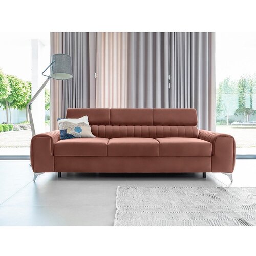 ELTAP Rožnata žametna raztegljiva sedežna garnitura 261 cm Laurence &amp;ndash; Slike