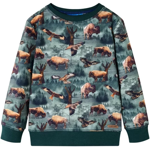  Dječja majica s uzorkom bizona i orlova tamnozelena 92