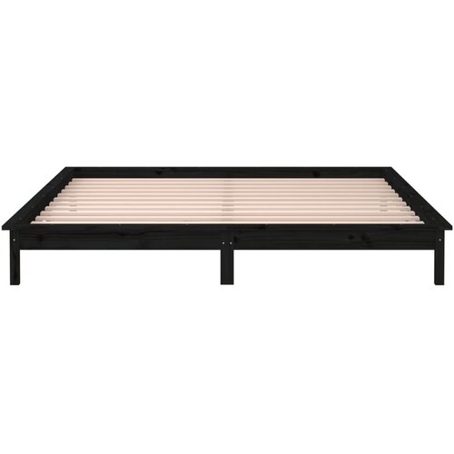  LED okvir za krevet crni 140 x 190 cm od masivnog drva Slike
