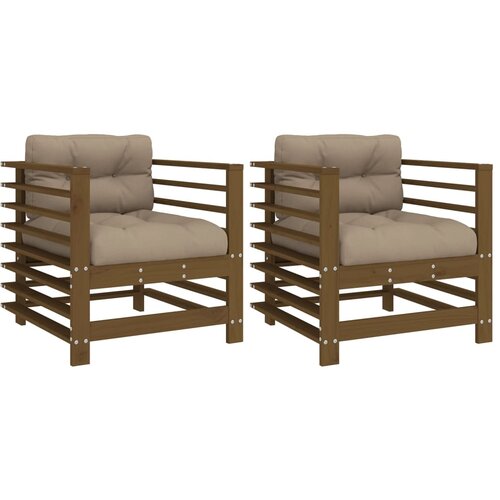 Maison Chic Vrtni Stoli - Stol za vrt z blazinami 2 kosa medeno rjava trdna borovina JS731, (21878627) Slike
