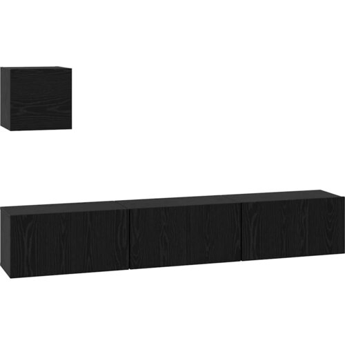  Set TV komoda 4 kom. Crni hrast Konstruirano drvo Crna 60 x 30 x 30 cm Slike