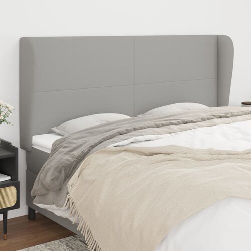 VidaXL Vzglavje z u&amp;scaron;esi svetlo siv 203x23x118/128 cm blago Slike