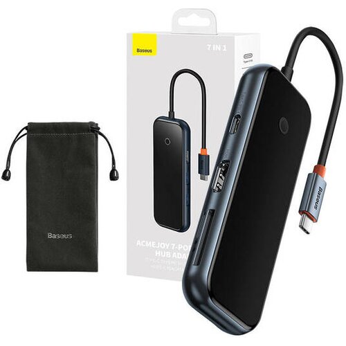 Baseus Vozli&amp;scaron;če 7v1 AcmeJoy Series USB-C do 2xUSB 3.0 + HDMI + USB 2.0 + USB-C PD + SD/TF (sivo) Slike