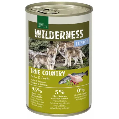 Real Nature Wilderness Junior pi&scaron;čanec z lososom 400g konzerva Cene