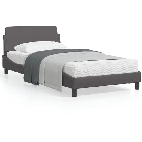 vidaXL Okvir za krevet s uzglavljem sivi 100x200 cm od umjetne kože