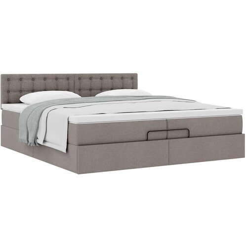 VidaXL Otomanski krevet s madracem smeđesivi 200x200 cm tkanine Slike