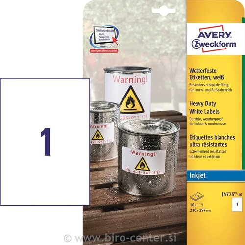 Avery Zweckform Zelo odporne etikete iz poliestra za Ink-Jet tiskalnike, bele 210 x 297 mm Cene