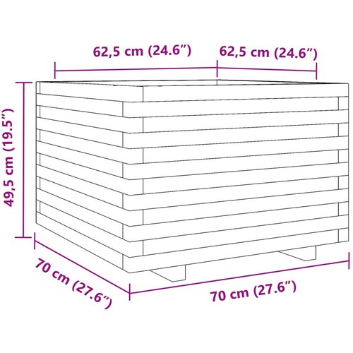  Vrtna sadilica bijela 70x70x49,5 cm od masivne borovine Slike