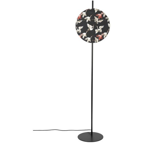White Label Črna stoječa svetilka s tekstilnim senčilom (višina 158 cm) Jaylee – Cene