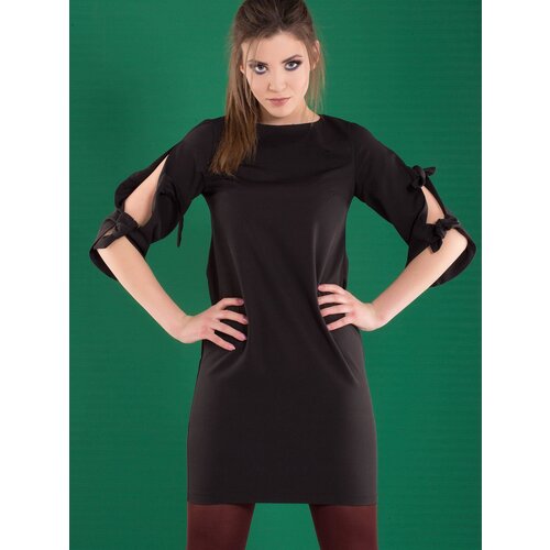 INPRESS Dress decorated with slit sleeves black Slike