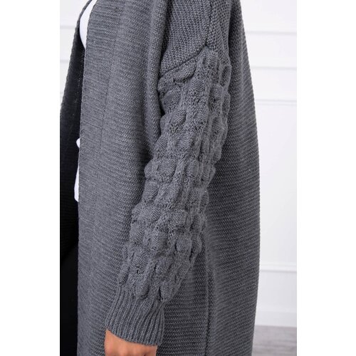 Kesi Sweater with bubbles on the sleeve made of graphite Slike