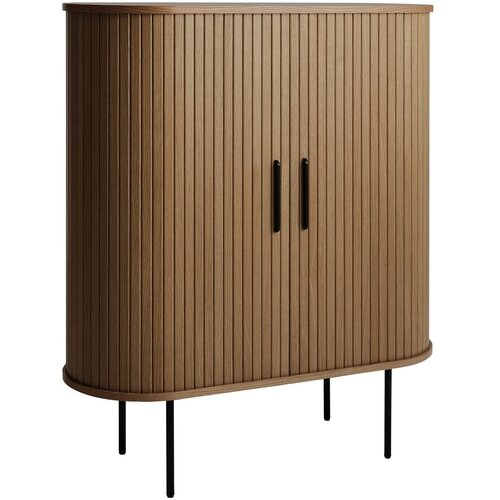 Unique Furniture rjava vinska omara v hrastovem dekorju z drsnimi vrati 100x118x40 cm nola &amp;ndash; Slike