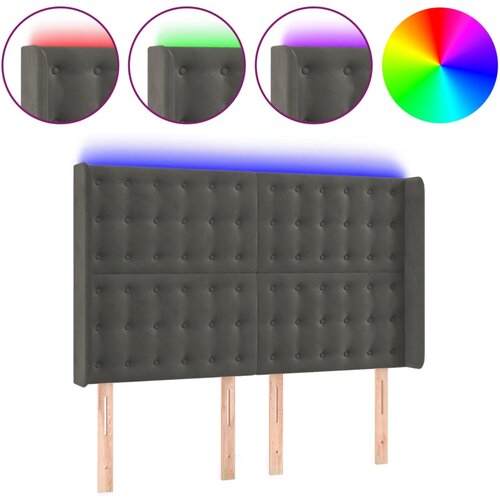 Maison Chic led posteljno vzglavje - vzglavna omarica - nočna omarica temno sivo 147x16x118/128 cm žamet, (21711312) Cene