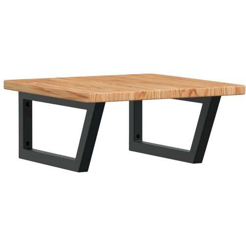  Zidna polica za umivaonik od čelika i masivne hrastovine Smeđa 50 x 50 x 2.5 cm Slike