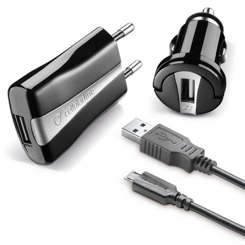 Cellular Line Set za punjenje 3u1, MicroUSB kabel, crni Cene