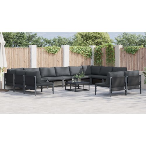 vidaXL Sjedeća garnitura za vrt 13 pcs Antracitno siva Čelik Cijene